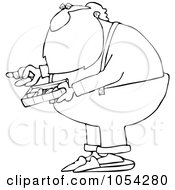 Royalty Free Vector Clip Art Illustration Of A Black And White Santa Holding A Pill Box Outline by djart