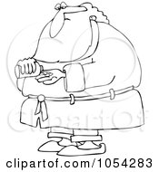 Royalty Free Vector Clip Art Illustration Of A Black And White Santa Taking Pills Outline by djart