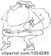 Royalty Free Vector Clip Art Illustration Of A Black And White Santa Outline