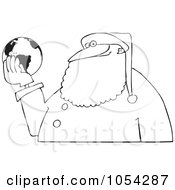 Poster, Art Print Of Black And White Santa Holding A Globe Outline