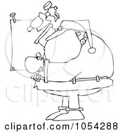 Royalty Free Vector Clip Art Illustration Of A Black And White Santa Nailing A Sign Outline
