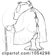 Royalty Free Vector Clip Art Illustration Of A Black And White Santa In Hospital Gown Outline
