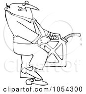 Royalty Free Vector Clip Art Illustration Of A Black And White Man Carrying A Gas Can Outline