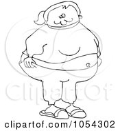 Black And White Chubby Woman In Sweats Outline