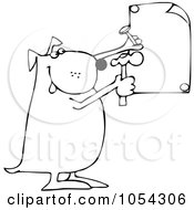 Royalty Free Vector Clip Art Illustration Of A Black And White Dog Nailing A Sign Outline