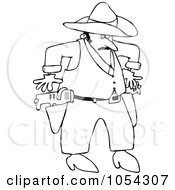 Black And White Cowboy Drawing Tasers Outline