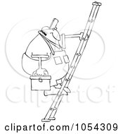 Poster, Art Print Of Black And White Man On A Ladder Outline