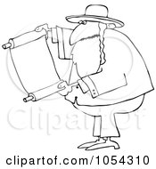Poster, Art Print Of Black And White Rabbi With Torah Outline
