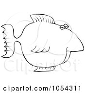 Royalty Free Vector Clip Art Illustration Of A Black And White Fish Outline