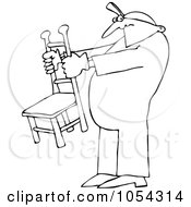 Poster, Art Print Of Black And White Man Holding A Chair Outline