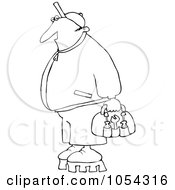 Poster, Art Print Of Black And White Worker With Tools Outline