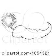 Royalty Free Vector Clip Art Illustration Of A Black And White Pepper And Fuse Outline