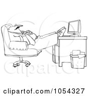 Royalty Free Vector Clip Art Illustration Of A Black And White Man Sleeping At Work Outline by djart