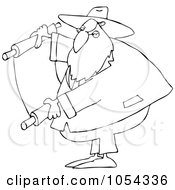 Royalty Free Vector Clip Art Illustration Of A Black And White Rabbi And Torah Outline