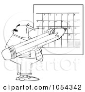 Poster, Art Print Of Black And White Man Writing On A Calendar Outline