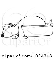 Poster, Art Print Of Black And White Dog On His Bed Outline
