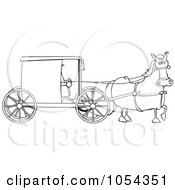 Black And White Amish Buggy Outline