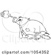 Royalty Free Vector Clip Art Illustration Of A Black And White Begging Man Outline