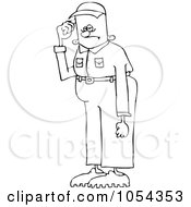 Royalty Free Vector Clip Art Illustration Of A Black And White Tall Man In Short Pants Outline