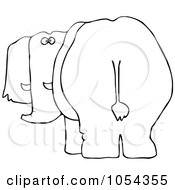 Royalty Free Vector Clip Art Illustration Of A Black And White Elephant Behind Outline