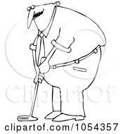 Royalty Free Vector Clip Art Illustration Of A Black And White Man Golfing Outline by djart