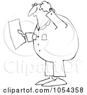 Poster, Art Print Of Black And White Confused Worker Outline