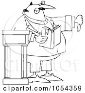 Royalty Free Vector Clip Art Illustration Of A Black And White Preacher Discussing Sins Outline
