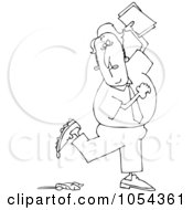Royalty Free Vector Clip Art Illustration Of A Black And White Man Stepping In Poop Outline