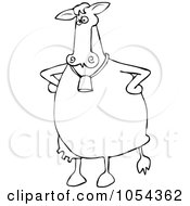 Royalty Free Vector Clip Art Illustration Of A Black And White Angry Cow Outline