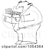 Royalty Free Vector Clip Art Illustration Of A Black And White Fired Man Outline by djart