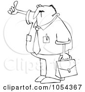 Poster, Art Print Of Black And White Hitchhiking Businessman Outline