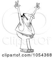 Royalty Free Vector Clip Art Illustration Of A Black And White Hippie Man Outline by djart