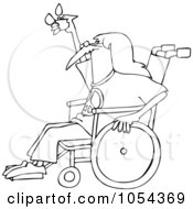 Poster, Art Print Of Black And White Hippie In A Wheelchair Outline