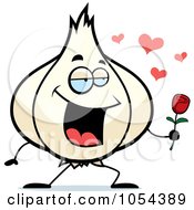 Royalty Free Vector Clip Art Illustration Of A Garlic Holding A Rose by Cory Thoman