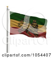Royalty Free Clip Art Illustration Of A 3d Rastafarian Flag Waving On A Pole