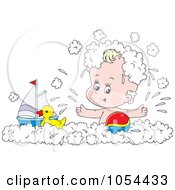 Baby Boy Playing In A Bubble Bath