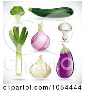 Royalty Free Vector Clip Art Illustration Of A Digital Collage Of Vegetables With Shadows