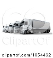 Poster, Art Print Of 3d Side View Of A Trucking Fleet