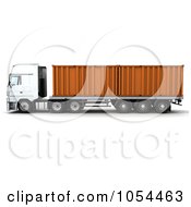 3d Side View Of A Big Rig With Containers