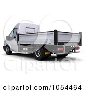 Poster, Art Print Of 3d Rear Side View Of A Flatbed Truck