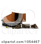 Poster, Art Print Of 3d Boxes Behind A Big Rig Container