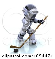 Royalty Free Clip Art Illustration Of A 3d Robot Playing Hockey