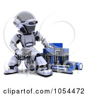 Poster, Art Print Of 3d Robot With Alkaline Batteries
