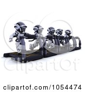 Poster, Art Print Of 3d Robots Running On Treadmills