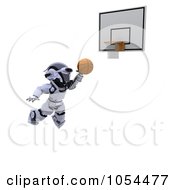 Poster, Art Print Of 3d Robot Making A Slam Dunk