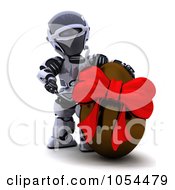 Royalty Free Clip Art Illustration Of A 3d Robot With A Chocolate Easter Egg