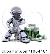 Poster, Art Print Of 3d Robot With Rechargeable Batteries