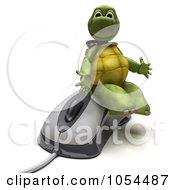 Poster, Art Print Of 3d Tortoise Sitting On A Computer Mouse