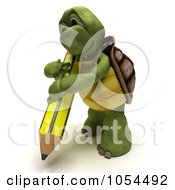Royalty Free Clip Art Illustration Of A 3d Tortoise Writing