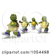 Royalty Free Clip Art Illustration Of 3d Tortoises Jogging